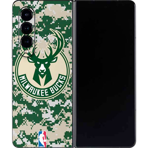 NBA Milwaukee Bucks Camo Digi Galaxy Z Fold4 5G Skin