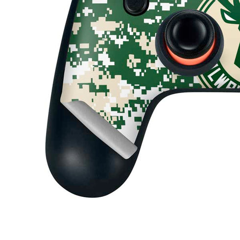 NBA Milwaukee Bucks Camo Digi Google Stadia Controller Skin