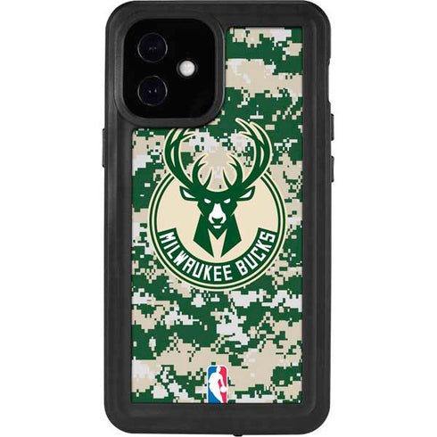 NBA Milwaukee Bucks Camo Digi iPhone 12 Mini Waterproof Case
