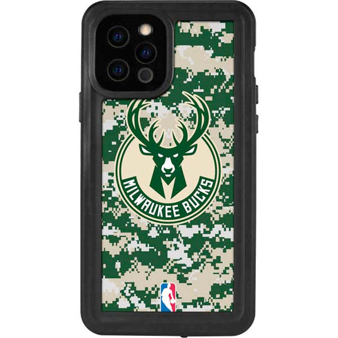 NBA Milwaukee Bucks Camo Digi iPhone 12 Pro Waterproof Case