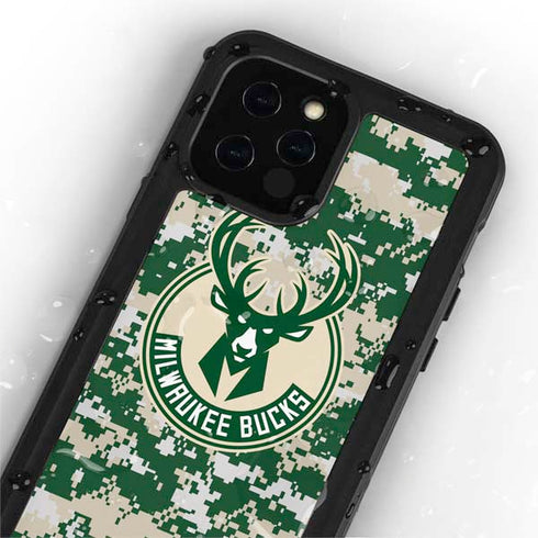 NBA Milwaukee Bucks Camo Digi iPhone 12 Pro Waterproof Case