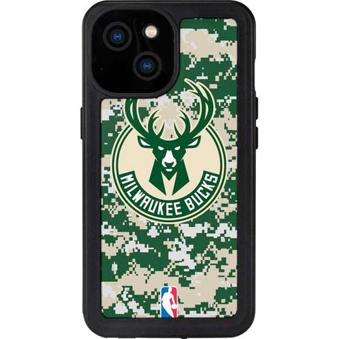 NBA Milwaukee Bucks Camo Digi iPhone 13 Mini Waterproof Case
