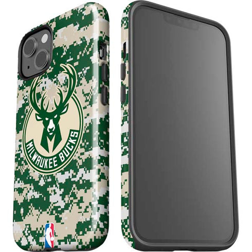 NBA Milwaukee Bucks Camo Digi iPhone 15 Plus Impact Case