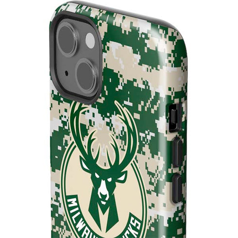 NBA Milwaukee Bucks Camo Digi iPhone 15 Impact Case