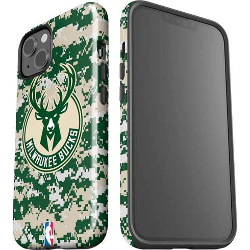 NBA Milwaukee Bucks Camo Digi iPhone 15 Impact Case