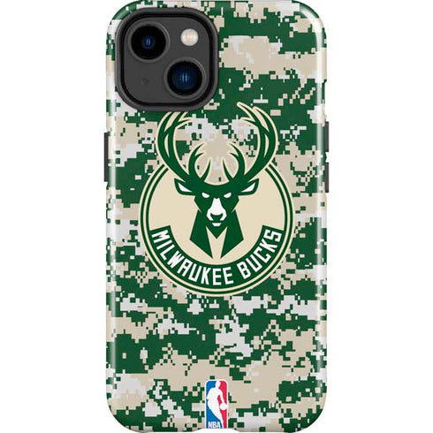 NBA Milwaukee Bucks Camo Digi iPhone 15 Plus Impact Case