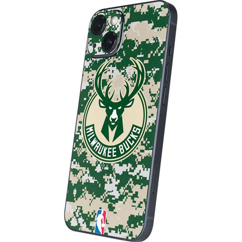 NBA Milwaukee Bucks Camo Digi iPhone 15 Plus Skin