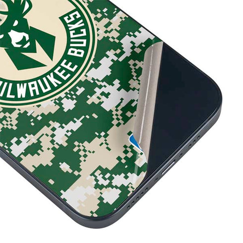 NBA Milwaukee Bucks Camo Digi iPhone 15 Plus Skin