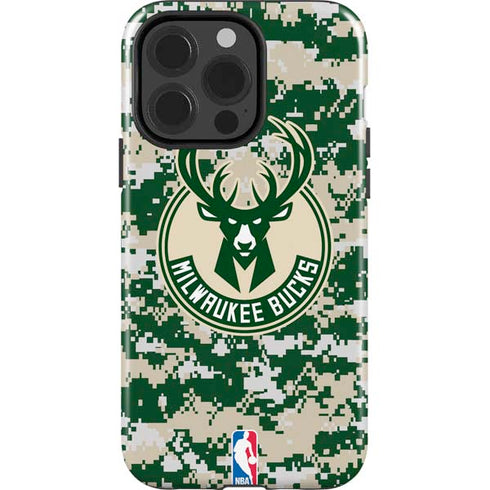 NBA Milwaukee Bucks Camo Digi iPhone 15 Pro Impact Case
