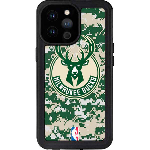 NBA Milwaukee Bucks Camo Digi iPhone 14 Pro Max Waterproof Case