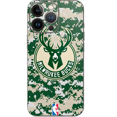 NBA Milwaukee Bucks Camo Digi iPhone 14 Pro Skin