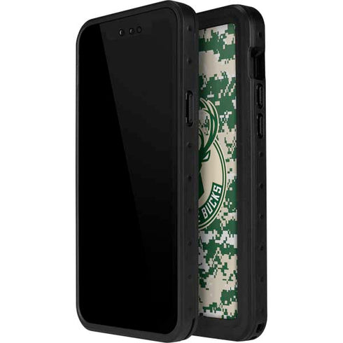 NBA Milwaukee Bucks Camo Digi iPhone 15 Plus Waterproof Case