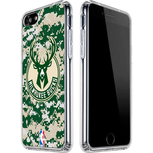 NBA Milwaukee Bucks Camo Digi iPhone SE (2nd & 3rd Gen) Clear Case