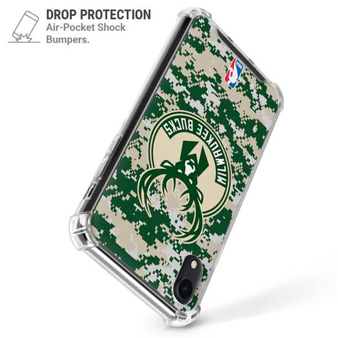 NBA Milwaukee Bucks Camo Digi iPhone XR Clear Case