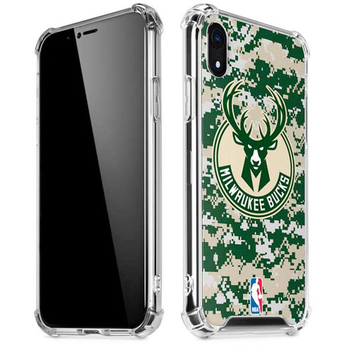NBA Milwaukee Bucks Camo Digi iPhone XR Clear Case
