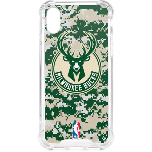 NBA Milwaukee Bucks Camo Digi iPhone XS Clear Case