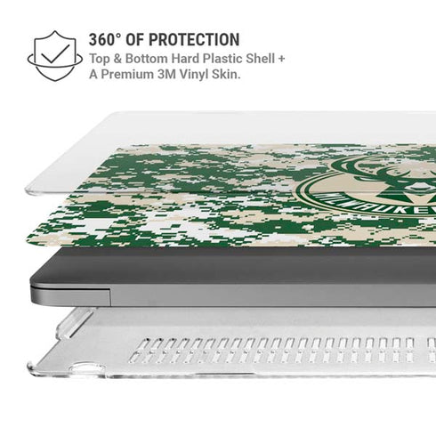 NBA Milwaukee Bucks Camo Digi MacBook Pro 16in (2021-25) Case plus Skin