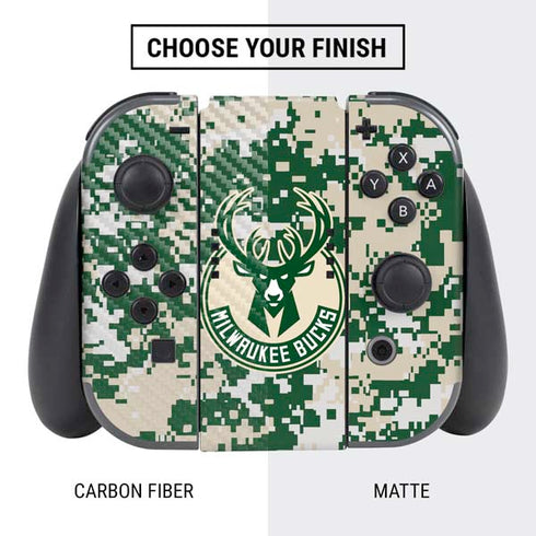 NBA Milwaukee Bucks Camo Digi Nintendo Switch Bundle Skin