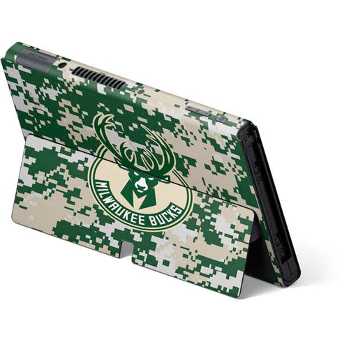 NBA Milwaukee Bucks Camo Digi Nintendo Switch OLED (2021) Skin