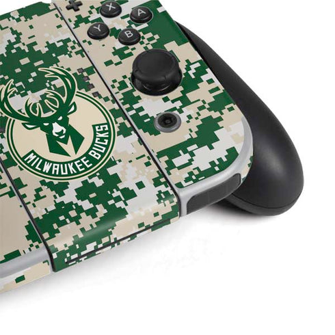 NBA Milwaukee Bucks Camo Digi Nintendo Switch OLED (2021) Skin