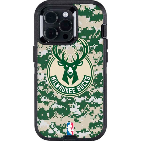 NBA Milwaukee Bucks Camo Digi Otterbox Defender iPhone Skin