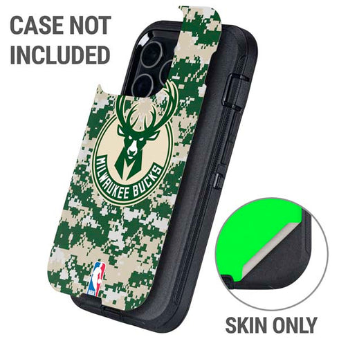 NBA Milwaukee Bucks Camo Digi Otterbox Defender iPhone Skin