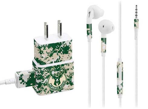 NBA Milwaukee Bucks Camo Digi Phone Charger Skin
