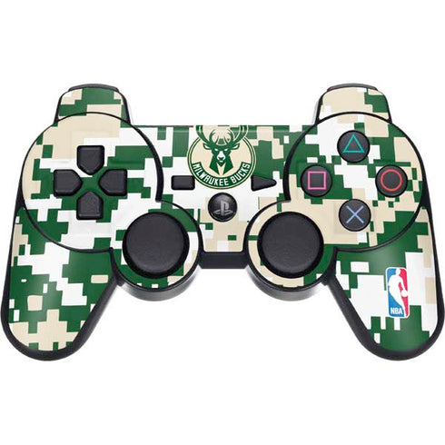 NBA Milwaukee Bucks Camo Digi PS3 Dual Shock wireless controller Skin