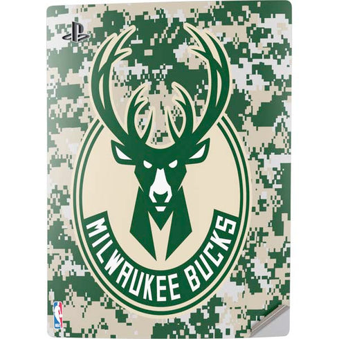NBA Milwaukee Bucks Camo Digi PS5 Digital Edition Console Skin