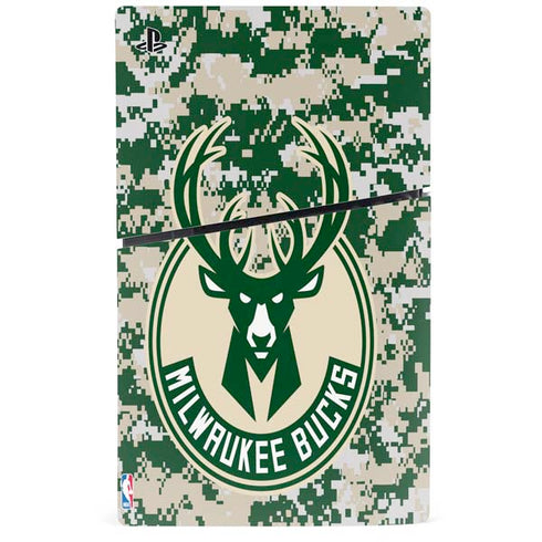NBA Milwaukee Bucks Camo Digi PS5 Slim Disk Bundle Skin