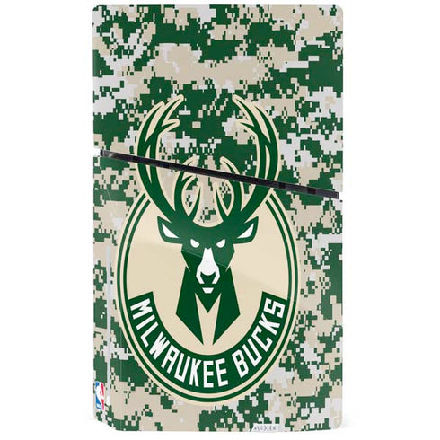 NBA Milwaukee Bucks Camo Digi PS5 Slim Disk Bundle Skin
