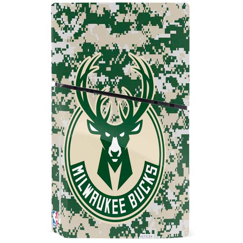 NBA Milwaukee Bucks Camo Digi PS5 Slim Disk Console Skin