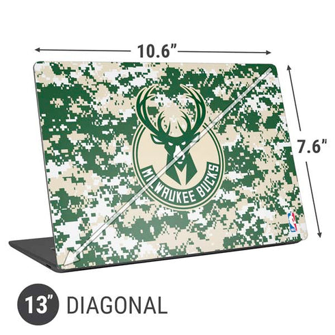 NBA Milwaukee Bucks Camo Digi Universal Laptop 13in (10.6 x 7.6in) Skin