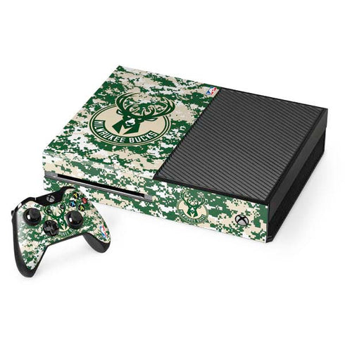 NBA Milwaukee Bucks Camo Digi Xbox One Console and Controller Bundle Skin