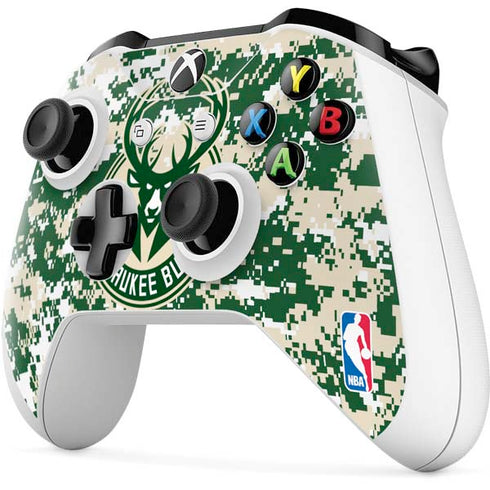 NBA Milwaukee Bucks Camo Digi Xbox One S Controller Skin