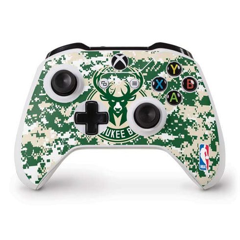 NBA Milwaukee Bucks Camo Digi Xbox One S Controller Skin