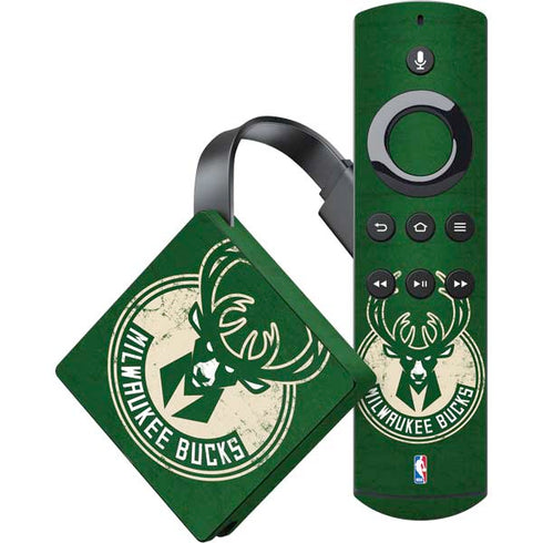 NBA Milwaukee Bucks Green Distressed Amazon Fire TV Skin