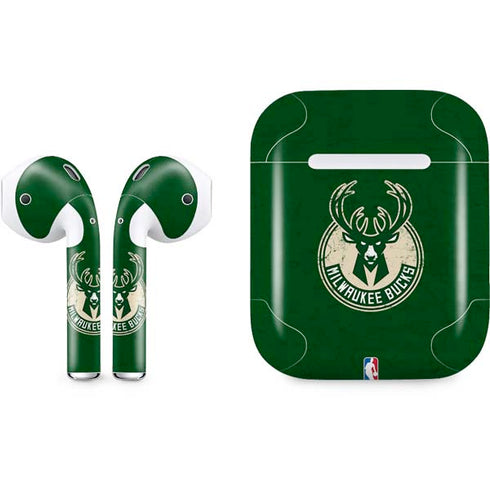 NBA Milwaukee Bucks Green Distressed Apple AirPods Skin
