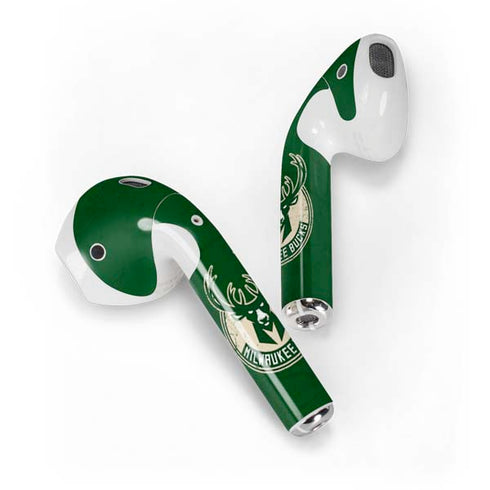 NBA Milwaukee Bucks Green Distressed Apple AirPods Skin