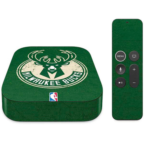 NBA Milwaukee Bucks Green Distressed Apple TV Skin