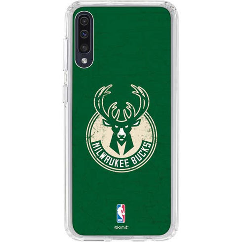 NBA Milwaukee Bucks Green Distressed Galaxy A50 Clear Case