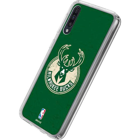 NBA Milwaukee Bucks Green Distressed Galaxy A50 Clear Case