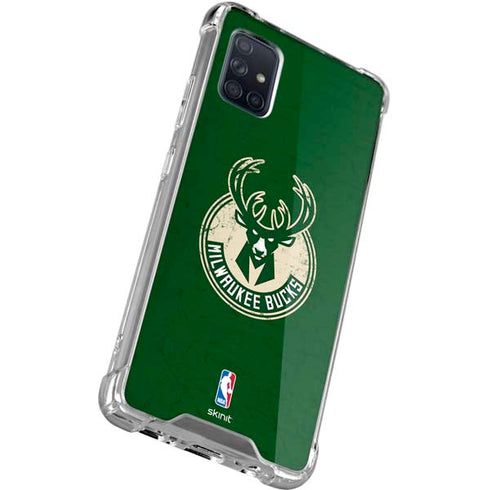 NBA Milwaukee Bucks Green Distressed Galaxy A51 5G Clear Case
