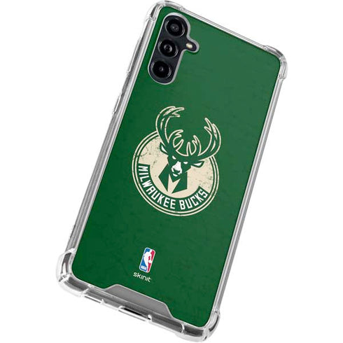 NBA Milwaukee Bucks Green Distressed Galaxy A54 5G Clear Case
