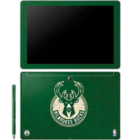 NBA Milwaukee Bucks Green Distressed Galaxy Book 12in Skin