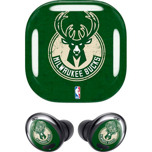 NBA Milwaukee Bucks Green Distressed Galaxy Buds Pro Skin