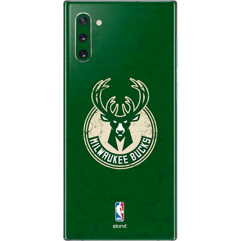 NBA Milwaukee Bucks Green Distressed Galaxy Note 10 Skin
