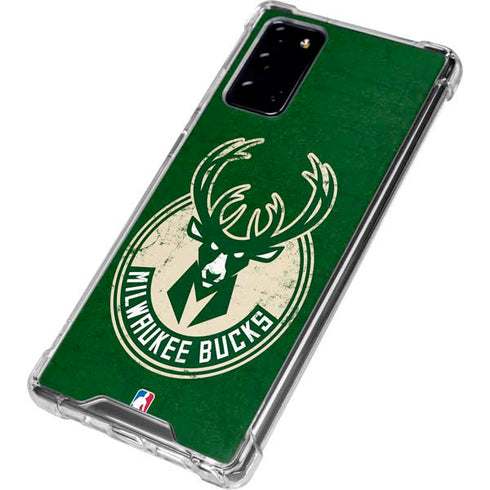 NBA Milwaukee Bucks Green Distressed Galaxy Note20 5G Clear Case