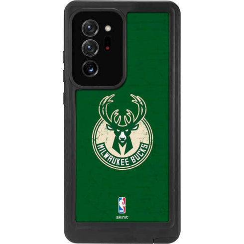 NBA Milwaukee Bucks Green Distressed Galaxy Note20 Ultra 5G Waterproof Case