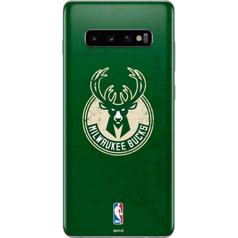 NBA Milwaukee Bucks Green Distressed Galaxy S10 Plus Skin